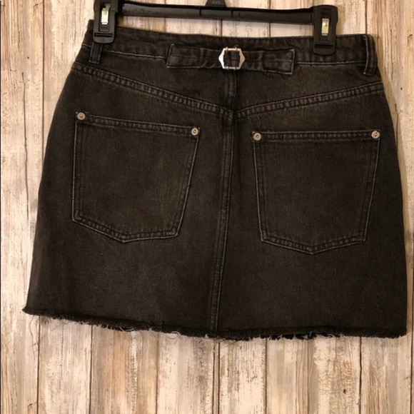 Free People Washed Black Distressed Hem Mini Skirt - Picture 4 of 5